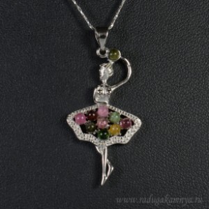 Кулон с турмалином Балерина 19*36мм
