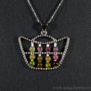 Кулон с турмалином Корзинка 26*20мм