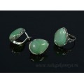 Кольцо и серьги с агатом тонированным цвет  зеленый