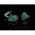 Кольцо и серьги с агатом тонированным цвет зеленый