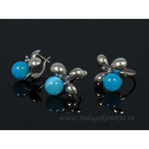 Кольцо и серьги с агатом тонированным