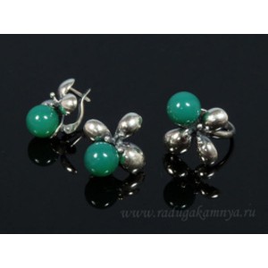 Кольцо и серьги с агатом тонированным