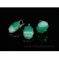 Кольцо и серьги с агатом тонированным, цвет  зеленый