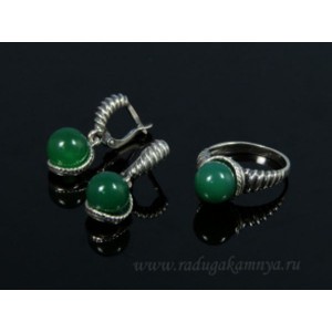 Кольцо и серьги с агатом тонированным