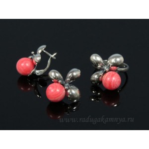 Кольцо и серьги с агатом тонированным Кольцо и серьги с агатом тонированным