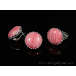 Кольцо и серьги с агатом тонированным, цвет  красный