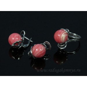 Кольцо и серьги с агатом тонированным