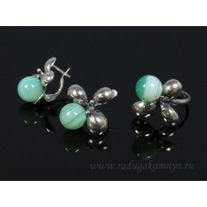 Кольцо и серьги с агатом тонированным Кольцо и серьги с агатом тонированным