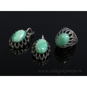 Кольцо и серьги с агатом тонированным Кольцо и серьги с агатом тонированным