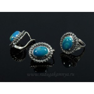 Кольцо и серьги с агатом тонированным