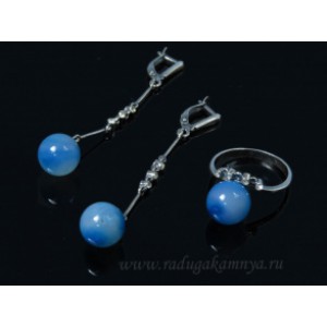 Кольцо и серьги с агатом тонированным Кольцо и серьги с агатом тонированным