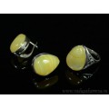 Кольцо и серьги с агатом тонированным, цвет желтый