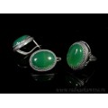 Кольцо и серьги с агатом тонированным, цвет зеленый