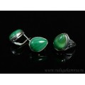 Кольцо и серьги с агатом тонированным, цвет зеленый
