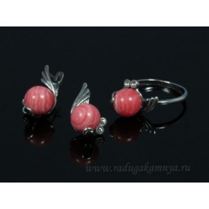 Кольцо и серьги с агатом тонированным