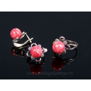 Кольцо и серьги с агатом тонированным Кольцо и серьги с агатом тонированным