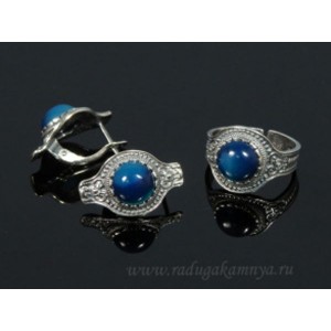 Кольцо и серьги с агатом тонированным