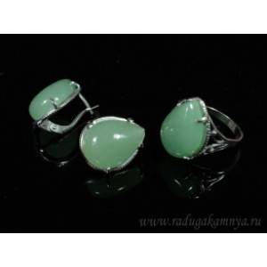 Кольцо и серьги авантюрин зеленый