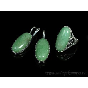 Кольцо и серьги авантюрин зеленый Кольцо и серьги авантюрин зеленый