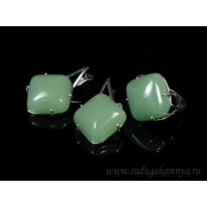 Кольцо и серьги авантюрин зеленый