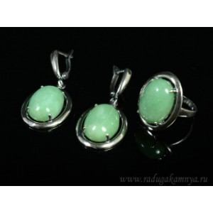Кольцо и серьги авантюрин зеленый Кольцо и серьги авантюрин зеленый
