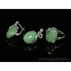 Кольцо и серьги авантюрин зеленый