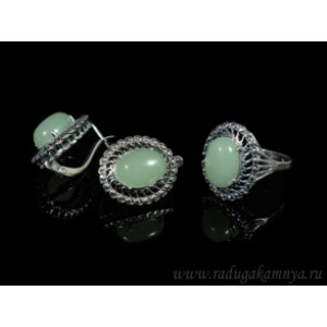 Кольцо и серьги авантюрин зеленый Кольцо и серьги авантюрин зеленый