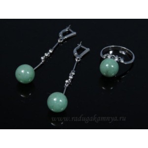 Кольцо и серьги авантюрин зеленый Кольцо и серьги авантюрин зеленый