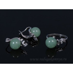 Кольцо и серьги авантюрин зеленый