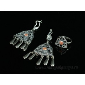 Кольцо и серьги унакит (мельхиор) Кольцо и серьги унакит (мельхиор)