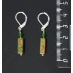 Серьги из унакита, брусок 12х4мм + хрусталь