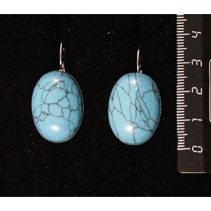 Серьги из бирюзы (иск.), овал 25х18мм, замок петелька