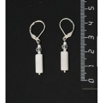 Серьги из кварца белого, брусок 12х4мм + хрусталь