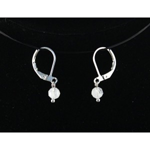 Серьги из лунного камня (беломорит), шарик 5мм огранка