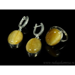 Кольцо и серьги с тигровым глазом