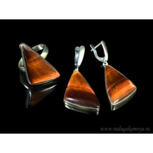 Кольцо и серьги тигровый глаз грация Кольцо и серьги тигровый глаз грация