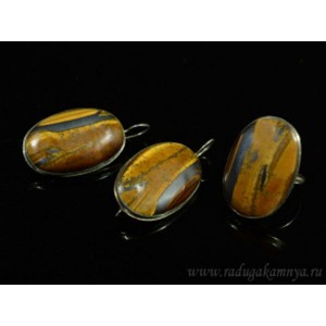 Кольцо и серьги тигровый глаз овал Кольцо и серьги тигровый глаз овал