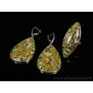 Кольцо и серьги яшма леопардовая