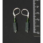 Серьги из яшмы зеленой, брусок 12х4мм + хрусталь