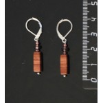 Серьги из яшмы красно-коричневой, брусок 12х4мм + хрусталь