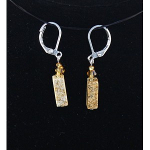 Серьги из яшмы песочной, брусок 12х4мм + хрусталь