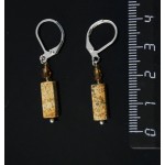 Серьги из яшмы песочной, брусок 12х4мм + хрусталь