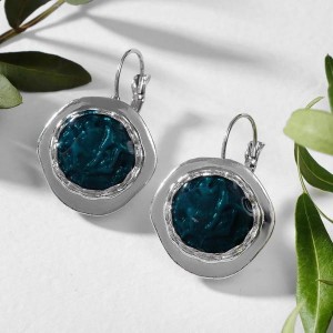 Серьги "Авангард" круг, цвет зелёный, цвет серебристый