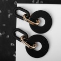 Серьги металл "Цепь" кольца, 3 звена, цвет золотисто-чёрный