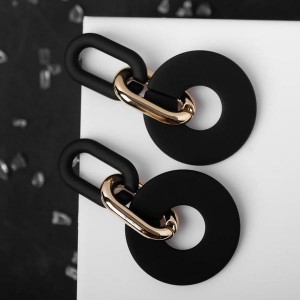 Серьги металл "Цепь" кольца, 3 звена, цвет золотисто-чёрный