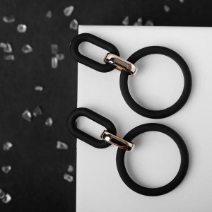 Серьги металл "Цепь" кольцо и овал, 3 звена, цвет золотисто-чёрный Серьги металл "Цепь" кольцо и овал, 3 звена, цвет золотисто-чёрный