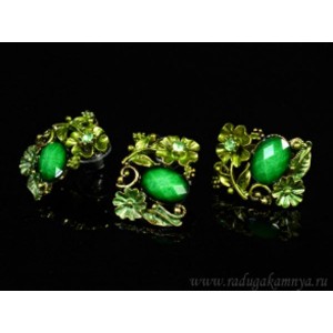Кольцо и серьги с муранским стеклом цвет  зеленый