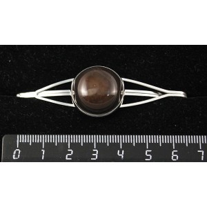 Заколка из агата кофейного, зажим для волос, цвет ант. серебро, 20мм