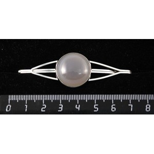 Заколка из агата серого, зажим для волос, цвет ант. серебро, 20мм