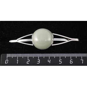 Заколка из авантюрина зелёного, зажим для волос, цвет ант. серебро, 20мм